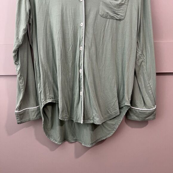 Birdy Grey Bamboo Jonny Long Sleeve Cozy Pajama Shirt Women Sz Small Green EUC - Picture 5 of 13